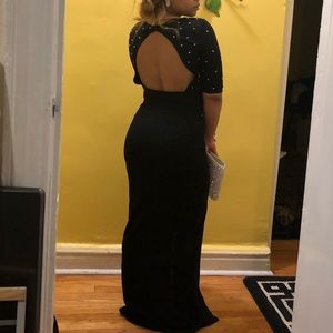 H&M black formal maxi evening gown dress